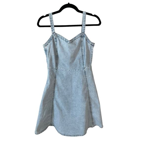 VERO MODA Women Lilith Denim Mini Dress Blue M Coastal Casual Chic Y2K Nostalgia - Picture 3 of 13